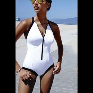 Seafolly, white with black trim 1 piece swimsuit